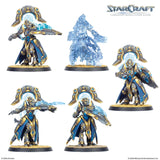 Five StarCraft game character figurines on a white background
