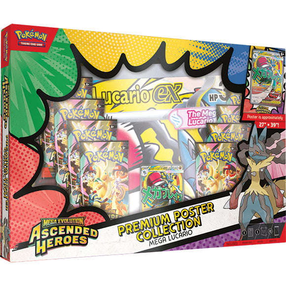Pokémon Lucario EX Mega Evolution Ascended Heroes Premium Poster Collection packaging