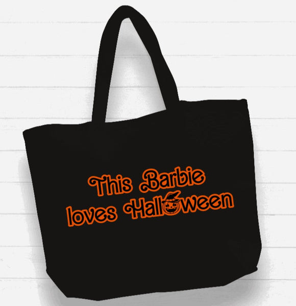 Witchwood Bags: Beach Bag / XL Tote Bag - This Barbie loves Halloween