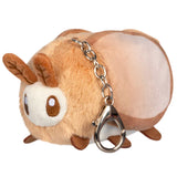 Plush keychain of a cute animal with a chain on a white background