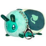 Plush keychain with green and blue design on a white background