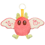 Plush toy with pink and yellow colors on a white background