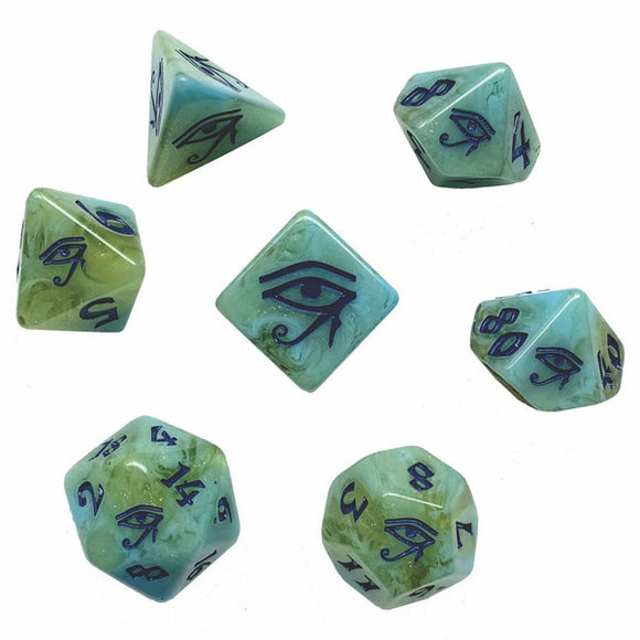 Black Oak Dice: Eye of Horus Polyhedral Set (7)