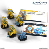 StarCraft game figures and cards on a white background