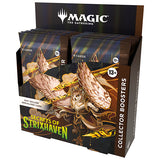 Collection of 'Secrets of Strixhaven' trading card game booster packs with 'Magic: The Gathering' branding.