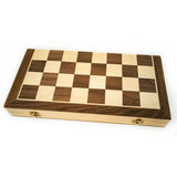 Wooden chess box with checkered pattern on a white background
