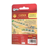 Card game packaging for 'Catan on the Road' with colorful cards displayed.