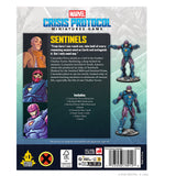 Marvel Crisis Protocol miniatures game box with Sentinels figures and game information.
