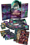 Collection of trading cards and packaging featuring a 'Vault Witch' theme on a white background.