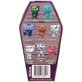 Packaged set of bear-themed figurines with labels on a white background