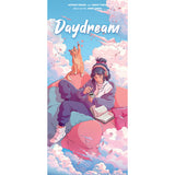 Book cover of 'Daydream' with a person and cat on a cloud