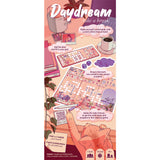 Board game packaging with text 'Daydream' and illustrations of a person relaxing with a drink.