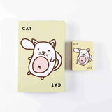 Two cards of different sizes with cartoon cat illustrations on a white background