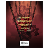 Dark necklace with chain design on a red and black background