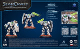StarCraft tabletop miniatures game Medic expansion set packaging with miniatures and branding.