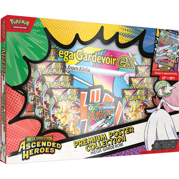 Pokémon Mega Gardevoir EX Premium Poster Collection packaging with colorful design and Pokémon artwork.