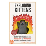 Exploding Kittens Rage Mode card game box featuring a dark gray exploding kitten illustration with red, orange, and yellow flames behind it on a cream background.