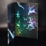 Glowing, multicolored figures on a dark background