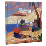 A boxed board game box for 'Dungeons & Kittens &' by Edge, featuring a whimsical illustrated cover with anthropomorphic animals on a beach under a red umbrella.
