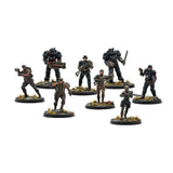 Set of miniatures figures on round bases against a white background