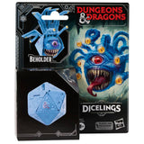 Dungeons & Dragons Beholder dice with packaging and die on a white background