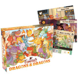 Flamecraft Dragons & Dragons board game box with colorful dragon illustrations on a white background.