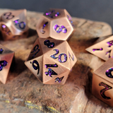 Forged Lore Antique Copper with Purple Mica 7-Piece Metal Dice Set