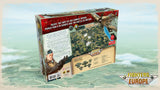 Board game box with military theme and scenic background