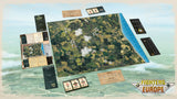 Board game set with a map and cards on a scenic background, featuring the title 'Fighters Europe'.