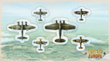 Set of vintage airplane illustrations on a watercolor background with 'Fighters Europe' branding.