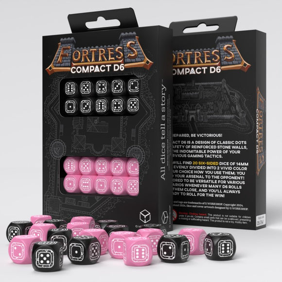 Fortress Compact D6 Dice Set: Black & Pink