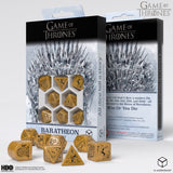 Game of Thrones dice set with packaging on a white background