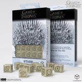 Game of Thrones dice set with packaging featuring the Iron Throne.