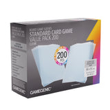 Box of Gamegenic standard card game sleeves with 200 clear sleeves on a white background