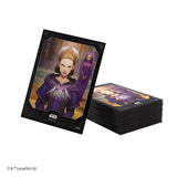 Star Wars trading card featuring a character in a purple robe with a stack of cards behind it.