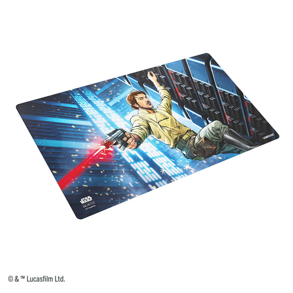 Gaming mouse pad with Star Wars design featuring a character with a lightsaber on a white background.
