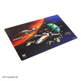 Star Wars-themed mouse pad with space scene and ships on a white background