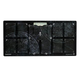 Black game mat with 'Arkham Horror' logo on a white background