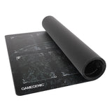 Black game mat with rolled-up edge on a white background, featuring the Gamegenic logo.
