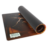 Gamegenic Arkham Horror The Card Game playmat with a roll of black paper.