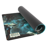Game mat with 'Arkham Horror' design on a white background