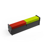 Container with red and green compartments on a white background