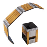 Wooden crate with a black box on a white background