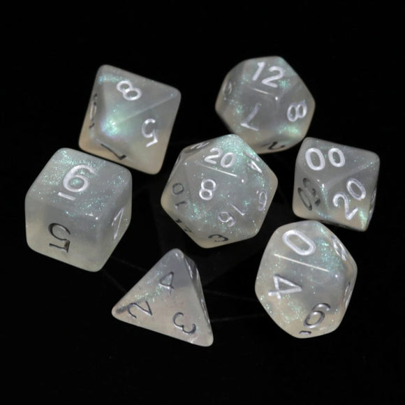 Die Hard Dice: Glacial Moonstone with Silver (7)