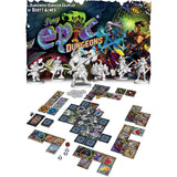 Tiny Epic Dungeons board game set with figures and cards on a white background