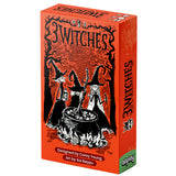 Card game box titled '3 Witches' with black and white illustrations on an orange background.