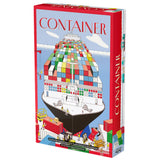 Board game box titled 'Container' with colorful shipping container design on a white background