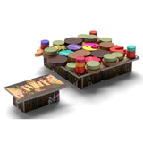 Colorful wooden puzzle toy on a white background