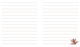 Blank lined paper with a small logo in the corner