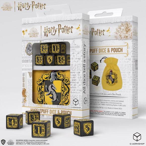 Harry Potter Dice Set: Hufflepuff Dice & Pouch (5-Set)